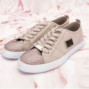 Original Guess Pink Rhinestones Bling Mild Lace Up Fashion Sneakers Women’s